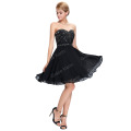 Grace Karin 2016 Strapless Sweetheart Neckline Chiffon Beaded Short Black Prom Dresses GK000089-1